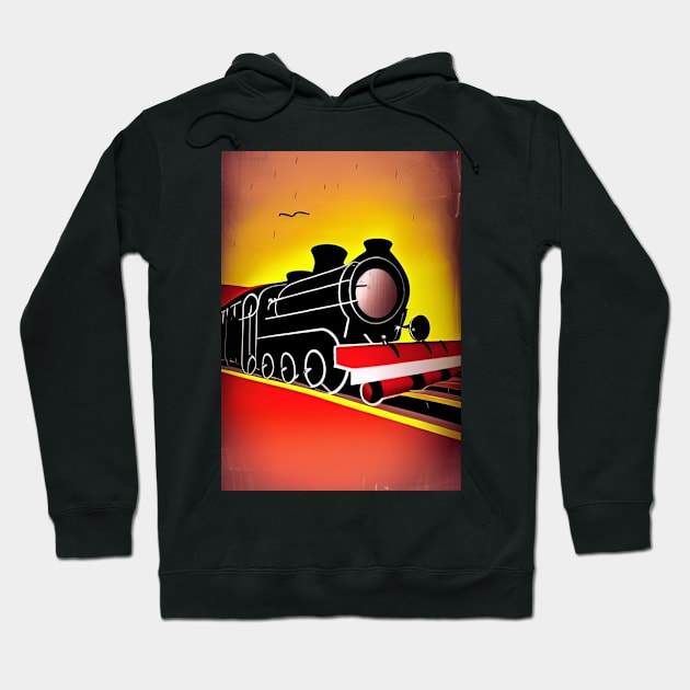 CUTE POPART COMIC STYLE RED AND BLACK STEAM TRAIN Hoodie by sailorsam1805